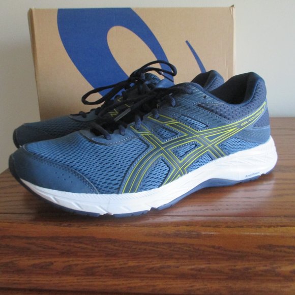 Asics Gel Contend 6 Men's 11.5 Running Shoes Blue Grand Shark Vibrant Yellow - Picture 12 of 14